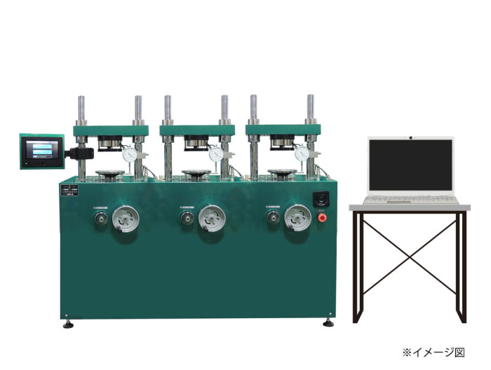 三連独立型載荷式-土の電動一軸試験機（オートレンジ仕様）image-ノートPC